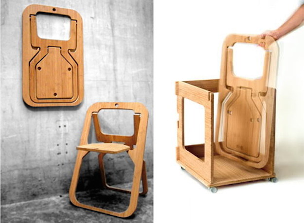 silla plegable de madera